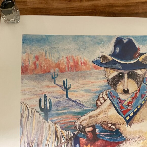 Raccoon Cowboy Print Poster Signed M Maggiore 29/500 - Picture 2 of 6